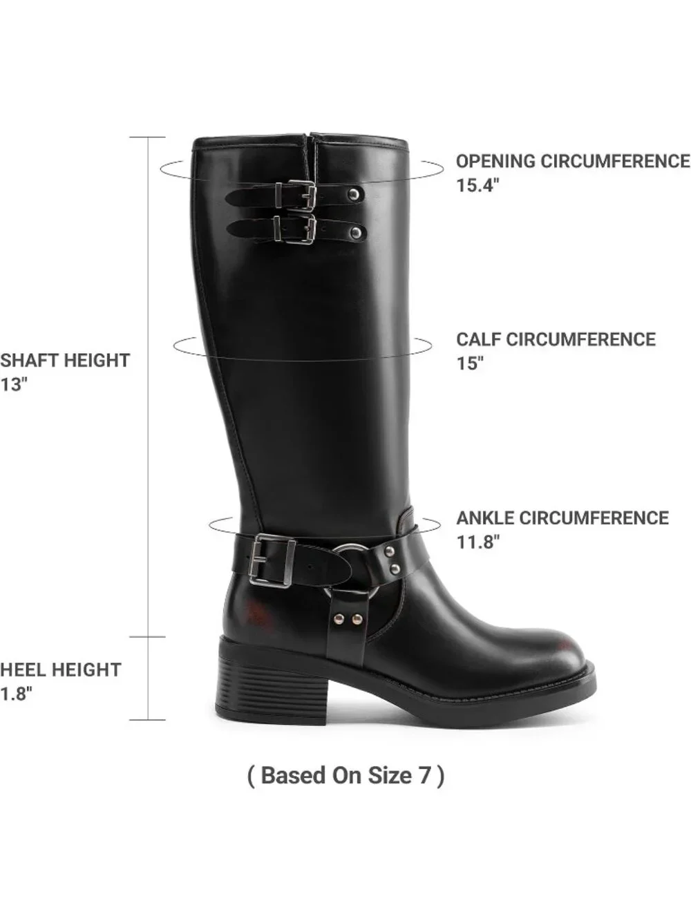 Women's Brown Leather Adjustable Buckles Side Zipper Moto Knee High Tall Boots